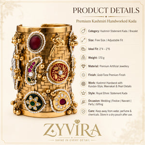 Alternate product view of the gold multicolor Kundan kada