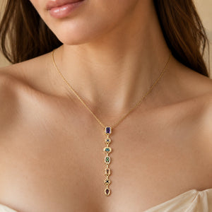 Close-up of the multicolour stone drop detailing