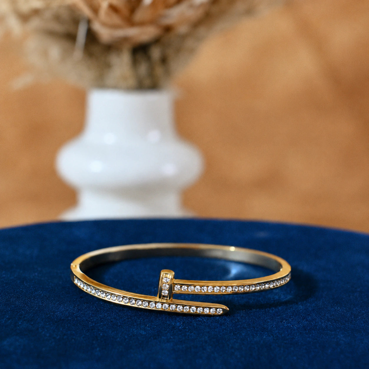 Alternate product view of the gold nail-wrap crystal kada