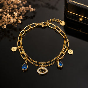 Alternate detail view of the navy blue evil-eye charm bracelet