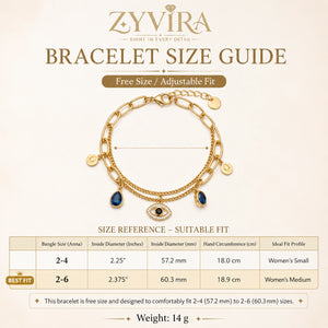Open link view of the gold evil-eye charm bracelet