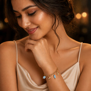 Open link view of the gold ocean charm bracelet