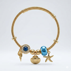 Alternate detail view of the gold ocean charm kada