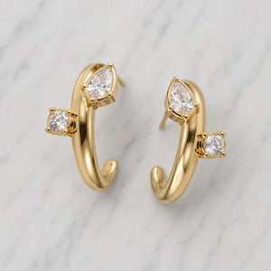 Alternate product view of gold open cuff hoop earrings