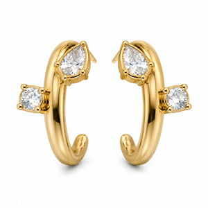 Close-up of crystal-style accents and open cuff hoop detailing