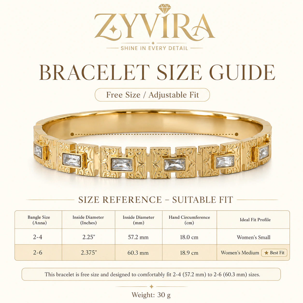 Open structure view of the gold openwork crystal kada