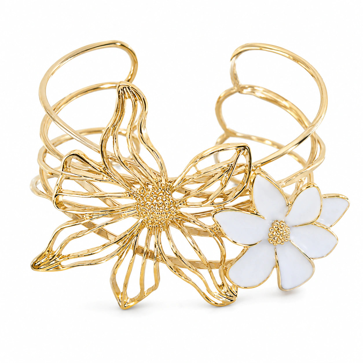 Alternate detail view of the floral openwork multi-band kada