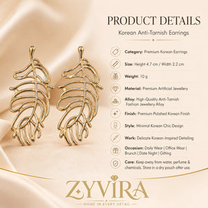 Size guide showing the proportions of tropical leaf statement earrings