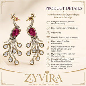 Rani pink peacock chandelier earrings styled in an elegant jewellery flat lay