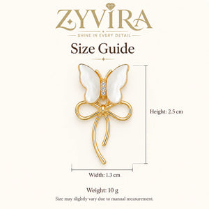 Size guide showing the proportions of butterfly bow drop earrings