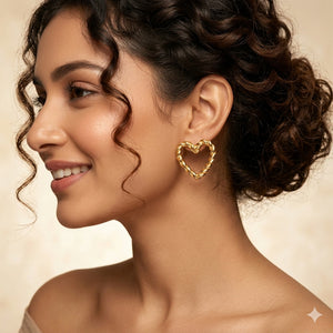 Alternate detail view of the pearl, heart and butterfly earrings