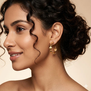 Alternate product view of the gold pearl heart butterfly earring set