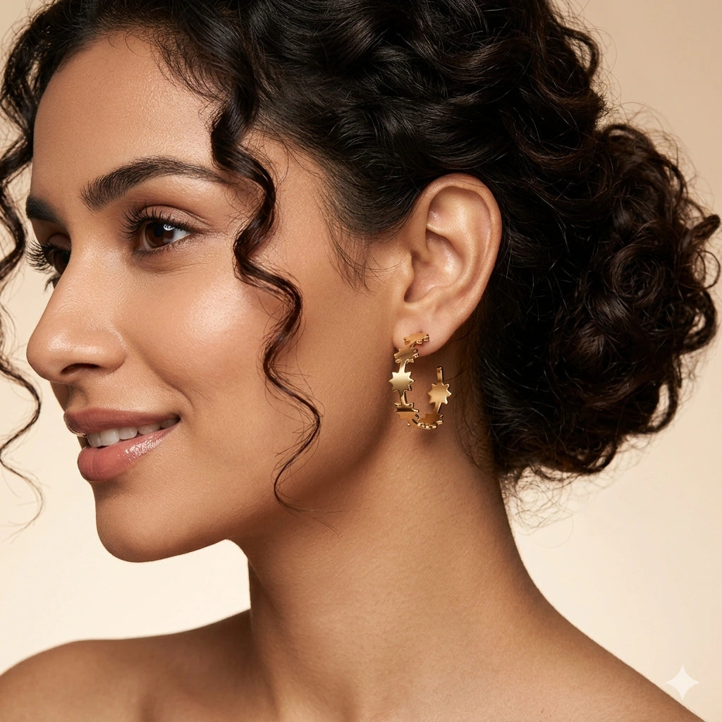 Alternate product view of the gold pearl heart butterfly earring set