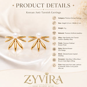 Product details card for gold pearl sunburst fan studs