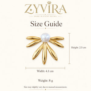 Size guide showing the proportions of pearl sunburst fan studs