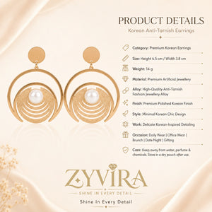 Product details card for gold pearl-style textured hoop earrings