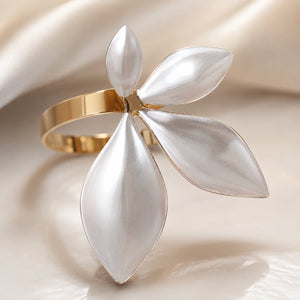 Alternate detail view of the four-petal botanical ring