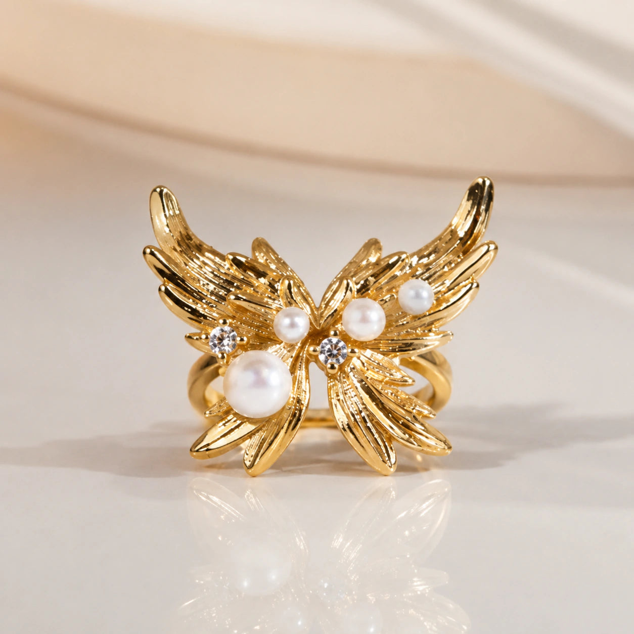 Alternate detail view of the pearl wing ring