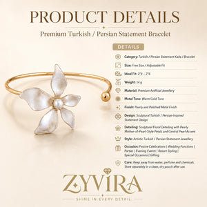 Alternate product view of the gold pearly five-petal kada