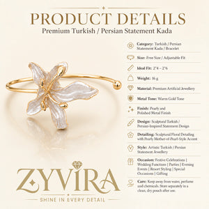 Alternate product view of the gold pearly lily open kada