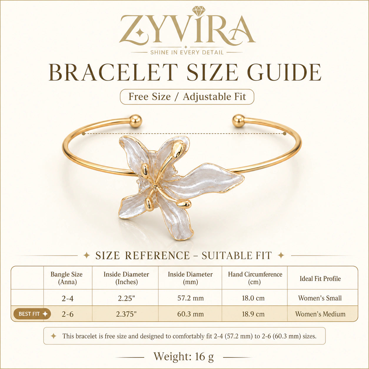 Gold pearly lily kada styled in an elegant jewellery flat lay