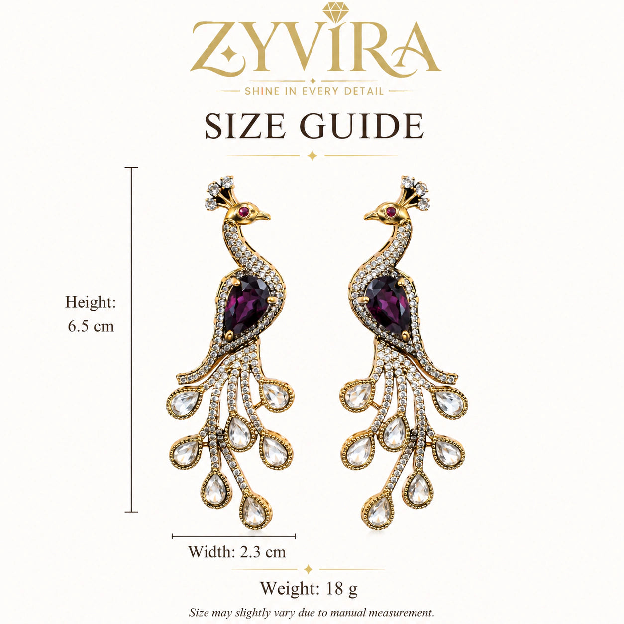 Alternate product view of gold-tone purple peacock chandelier earrings