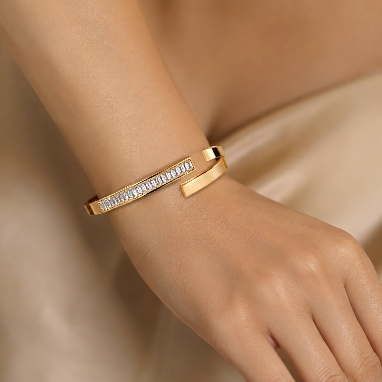 Alternate detail view of the rectangular crystal cuff