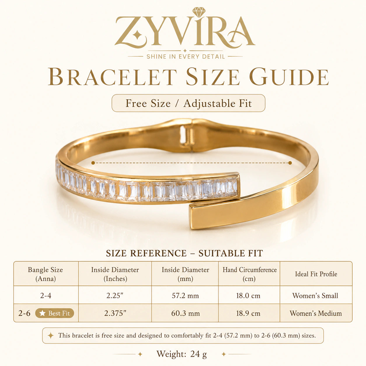 Open structure view of the gold rectangular crystal cuff