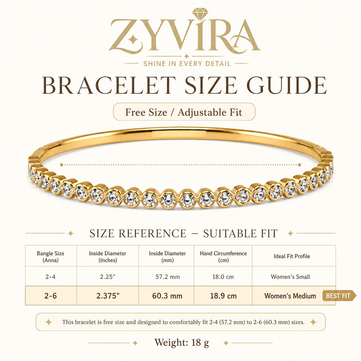 Open structure view of the gold round crystal bangle