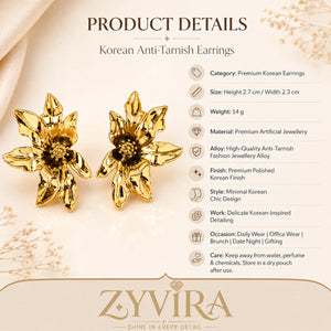 Size guide showing the proportions of sculptural bloom studs