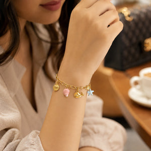Alternate product view of the gold shell turtle starfish bracelet