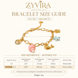 Gold ocean charm bracelet styled in a beach-inspired jewellery flat lay