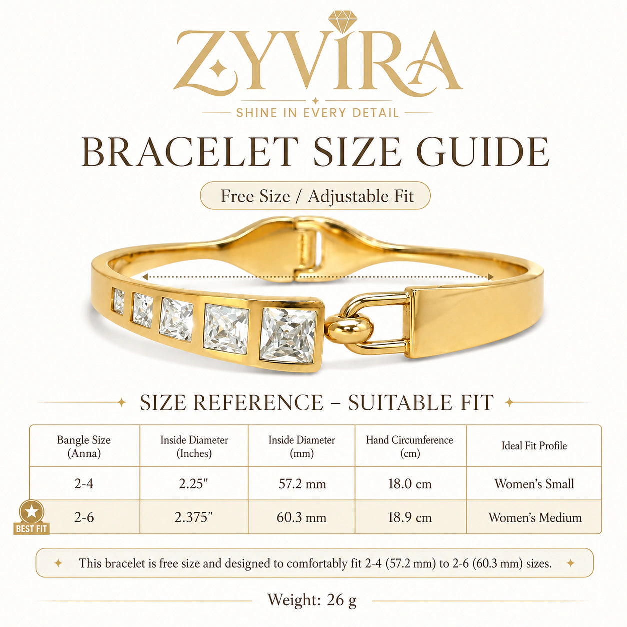 Open structure view of the gold hinged kada bracelet
