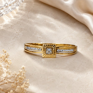 Alternate product view of the gold sunburst crystal bracelet