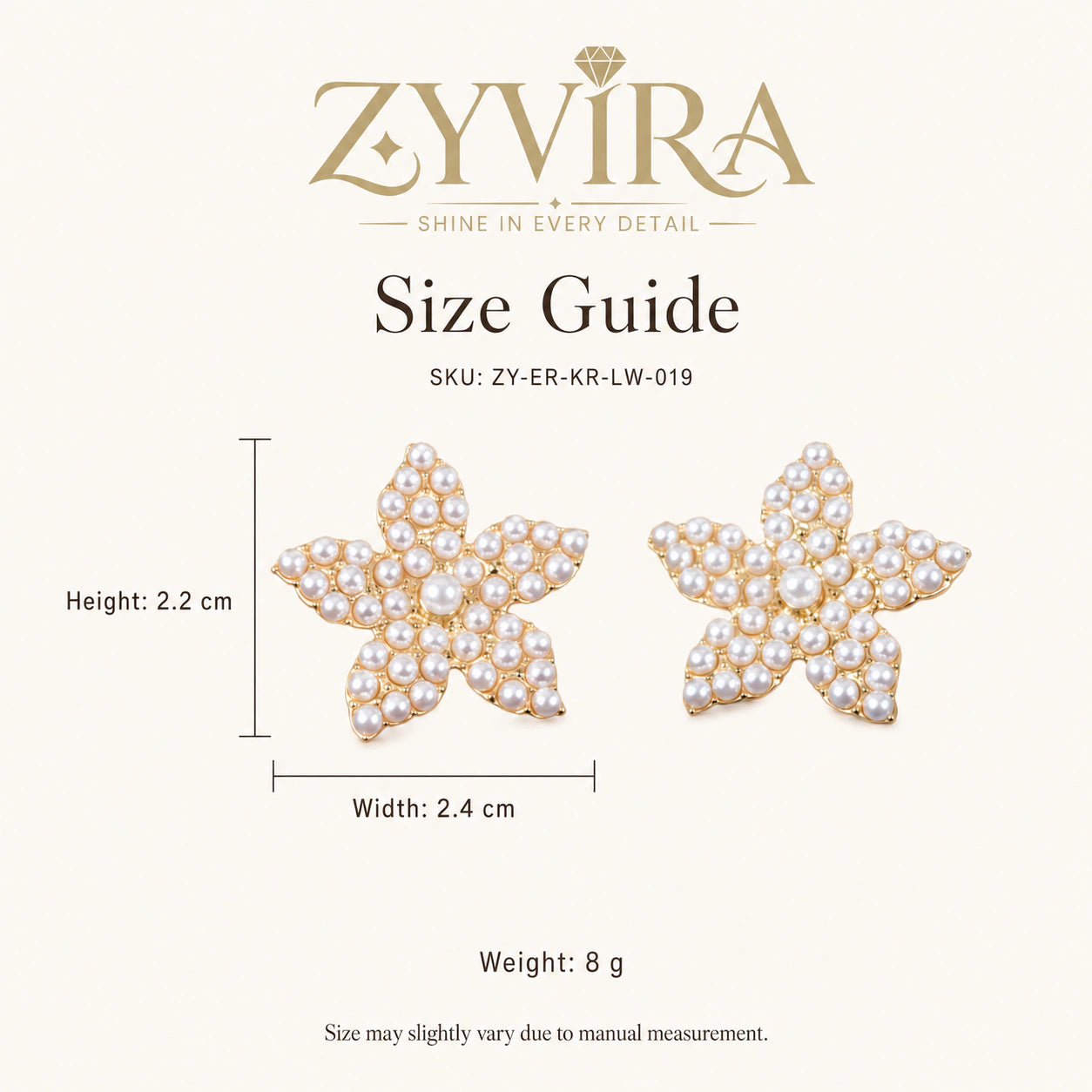Angled view of gold starfish pearl-style stud earrings