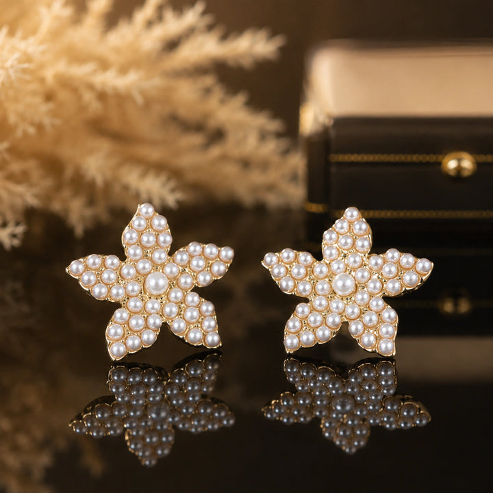 Pearl gold starfish pearl-style stud earrings