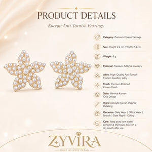 Size guide showing the proportions of starfish pearl studs