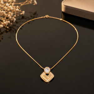 Alternate detail view of the sunburst oval crystal pendant