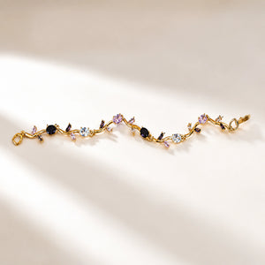 Alternate detail view of the multicolour tulip crystal bracelet