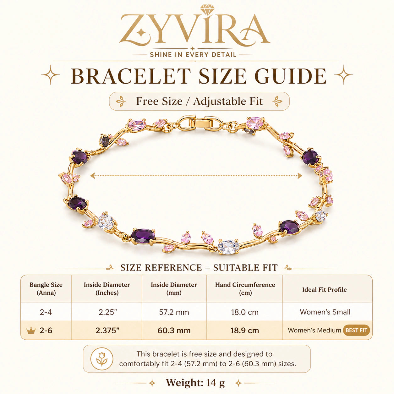 Angled view of the gold tulip multicolour crystal bracelet