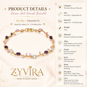 Open link view of the gold multicolour tulip bracelet