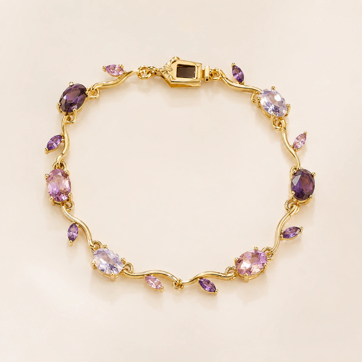Alternate product view of the gold tulip oval-and-marquise bracelet