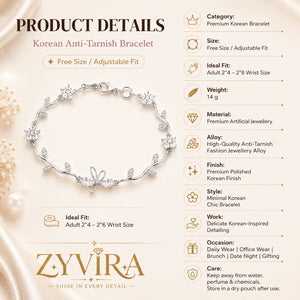 Alternate product view of the gold tulip-vine crystal bracelet