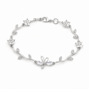 Gold-tone tulip vine crystal-style chain bracelet