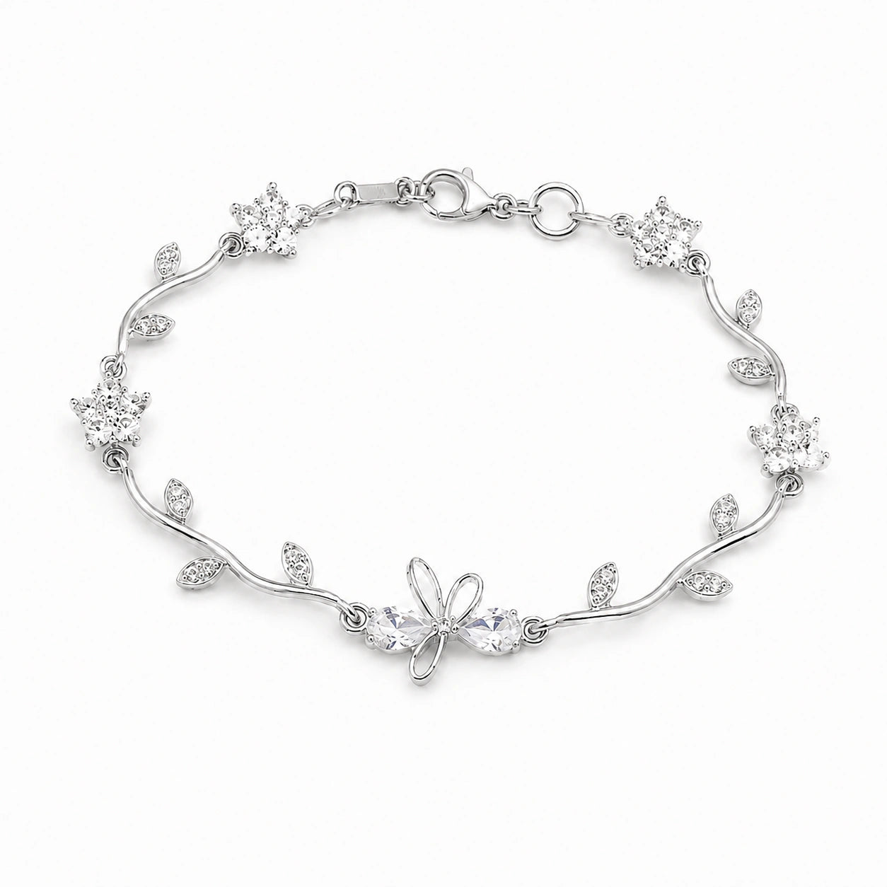 Gold-tone tulip vine crystal-style chain bracelet
