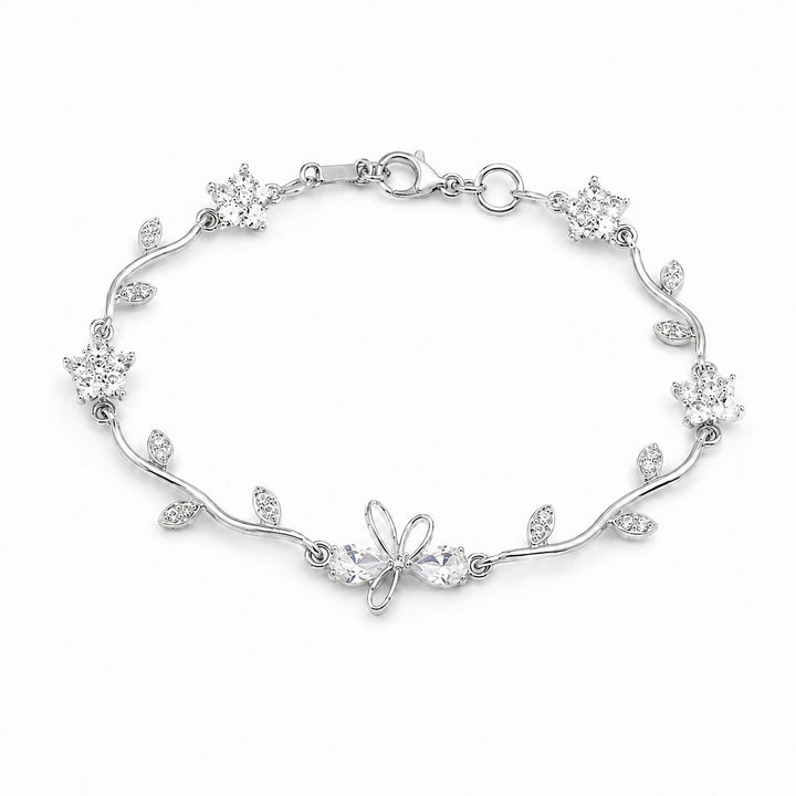 Gold-tone tulip vine crystal-style chain bracelet