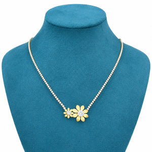Alternate detail view of the twin floral crystal pendant