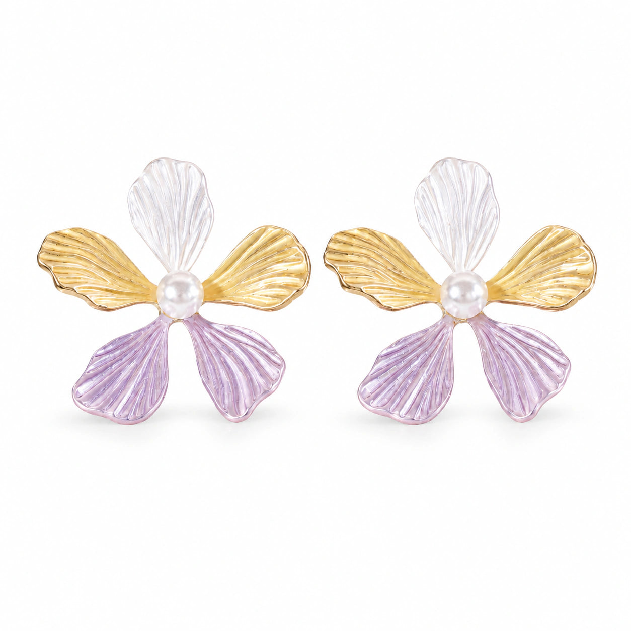 Western multicolor lavender floral pearl-style drop earrings