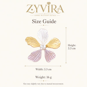 Size guide showing the proportions of lavender floral earrings