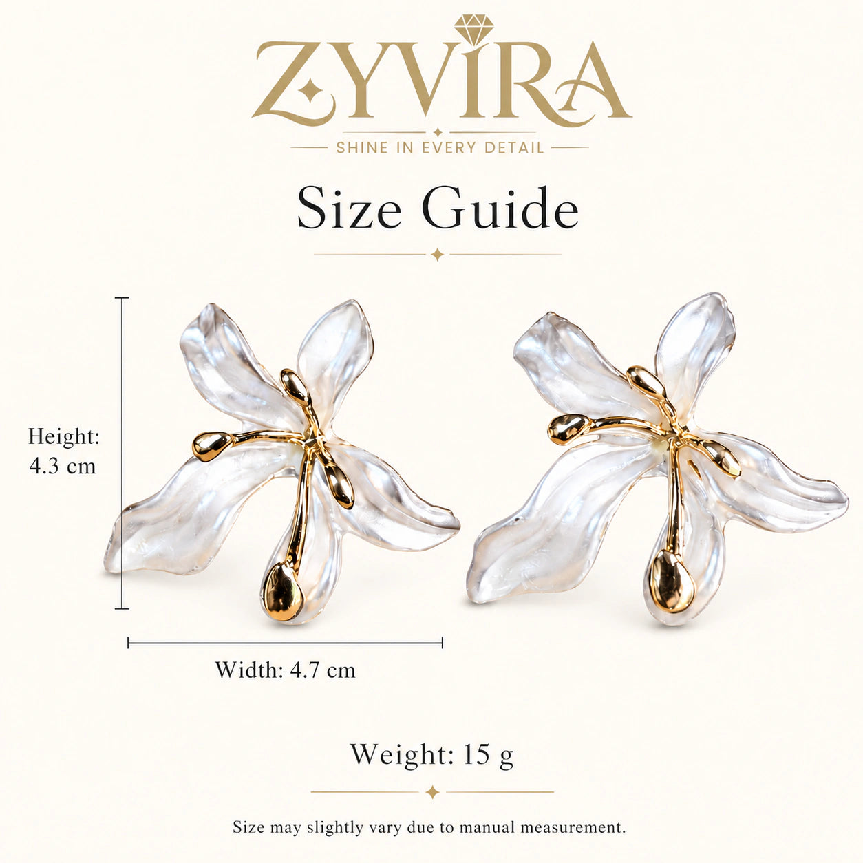 Close-up of pearl-white leaf petals and gold-tone floral detailing